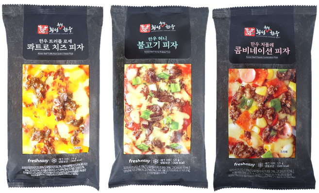 [최현석] 횡성축협 한우 사각피자 12팩(콤비네이션4팩+콰트로치즈4팩+불고기피자4팩), 1개