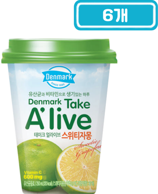 동원 덴마크 테이크 얼라이브 자몽, 250ml, 6개