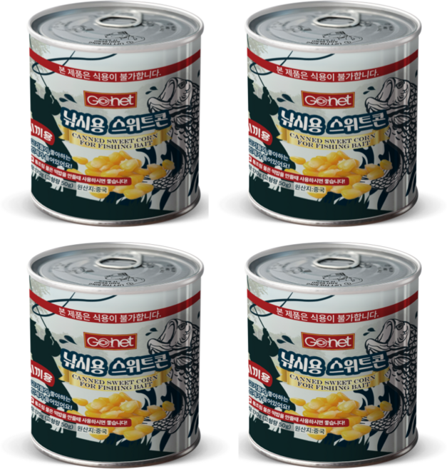 고네트 낚시용 스위트콘 미끼용 옥수수 민물 붕어 바다 떡밥 미끼, 4개, 170g