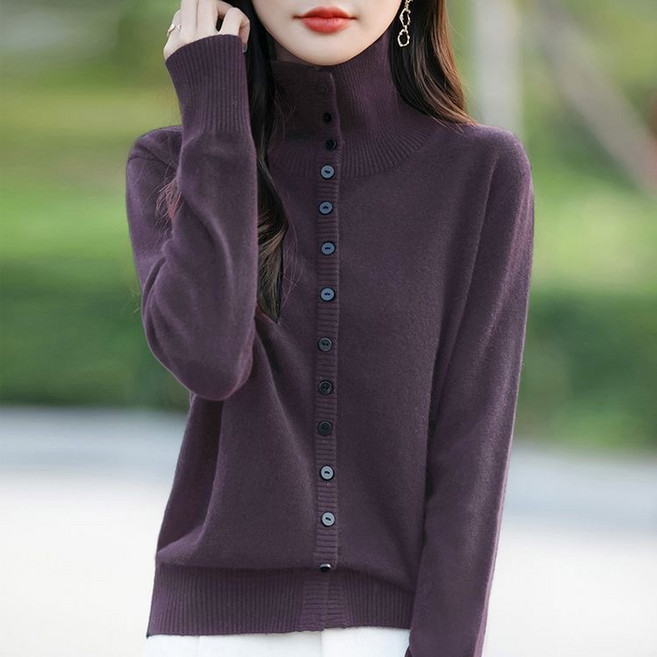 미스터먼쇼 여성 목폴라니트 가디건