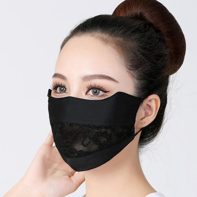 예쁜 마스크 UV 자외선차단 등산 골프 러닝 앞면 꽃망사 반반 목보호 쿨 마스크1+1