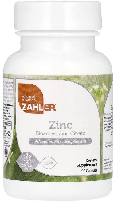 잘러 아연 징크 시트레이트 Zahler Zinc Citrate 미네랄 캡슐 90정 - 쿠팡