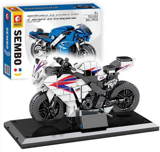 오토바이 슈퍼바이크 블럭 701114 스토어블럭 미니어쳐 피규어 오토바이 조립 만들기 크리스마스 선물, 1개