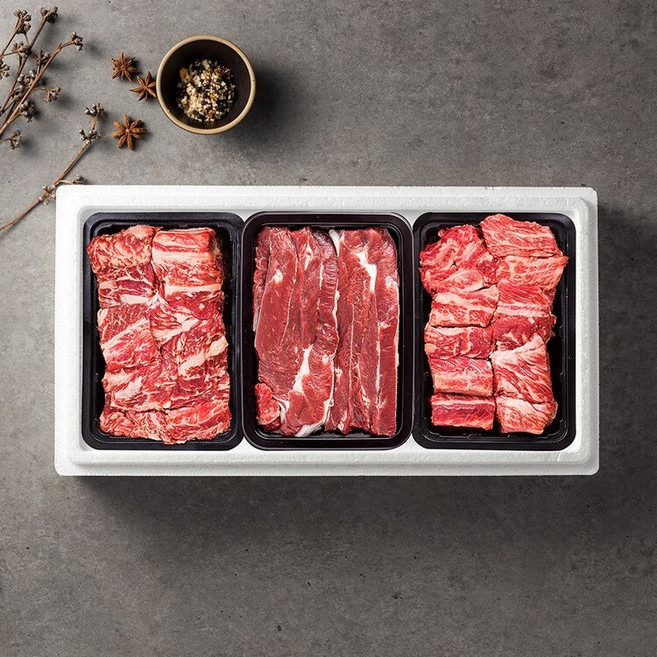 [안동한우][냉동] 한우갈비선물세트 5호 2.2kg [찜갈비 1.6kg 아롱사태600g(냉장) / 1등급], 1, 1g