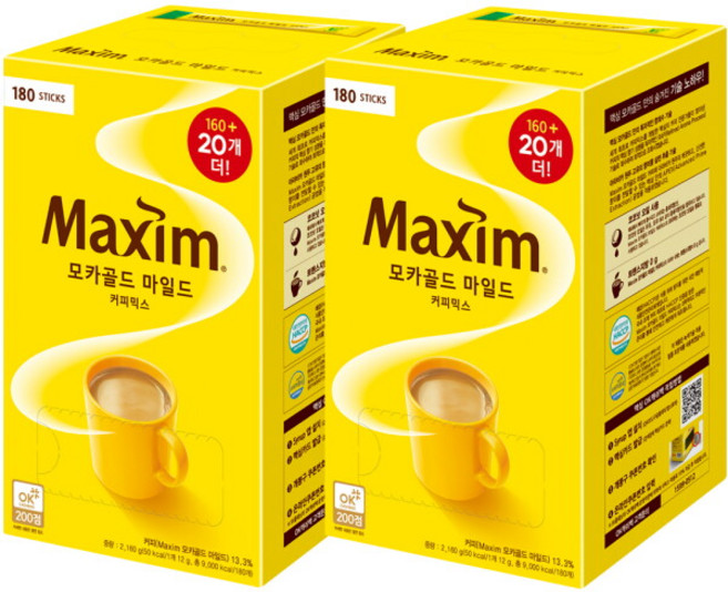 [맥심] 동서 모카골드 커피믹스 180T x 2개, 12g, 180개, 2개입