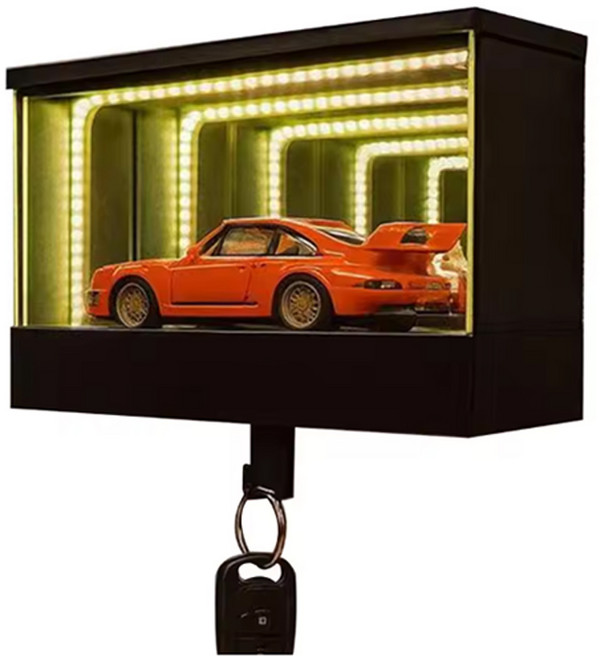 털보몰 무타공 자석 부착 LED 조명 미니 차고 키 걸이 열쇠걸이, 1개, 블랙