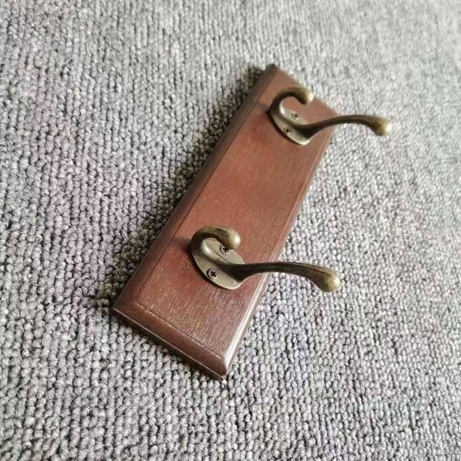 벽 부착형 옷걸이 무타공 자바라 부착행거 스텐 행거, 1개, 2개 후크 빈티지