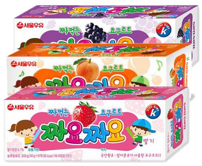 짜요짜요 포도맛12입 딸기맛12입 복숭아맛12입 세트 아이스포장무료, 40g, 36개