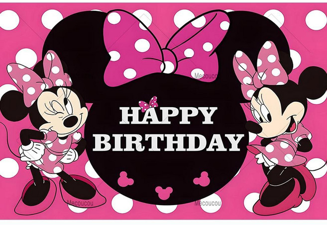 생일 축하 미키 미니 배경 핑크 반짝이 활 장식 샤워 파티 사진 배너 소품, 1개, 11. JK0348 / I. Vinyl-- 270...