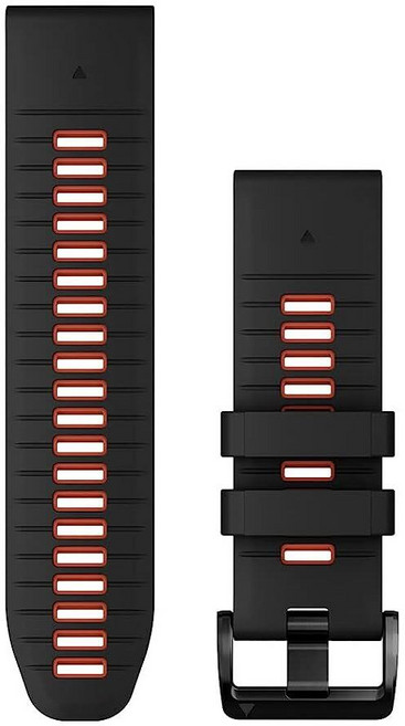 Garmin QuickFit 26mm 시계 밴드 - 블랙/플레임 레드 실리콘 밴드, Garmin QuickFit 26mm 시계 밴드 - 블