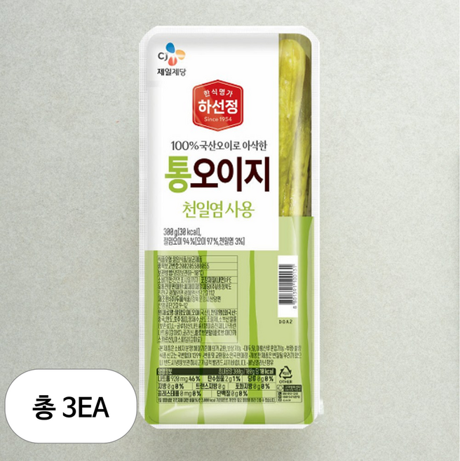 하선정 통 오이지, 3개, 300g