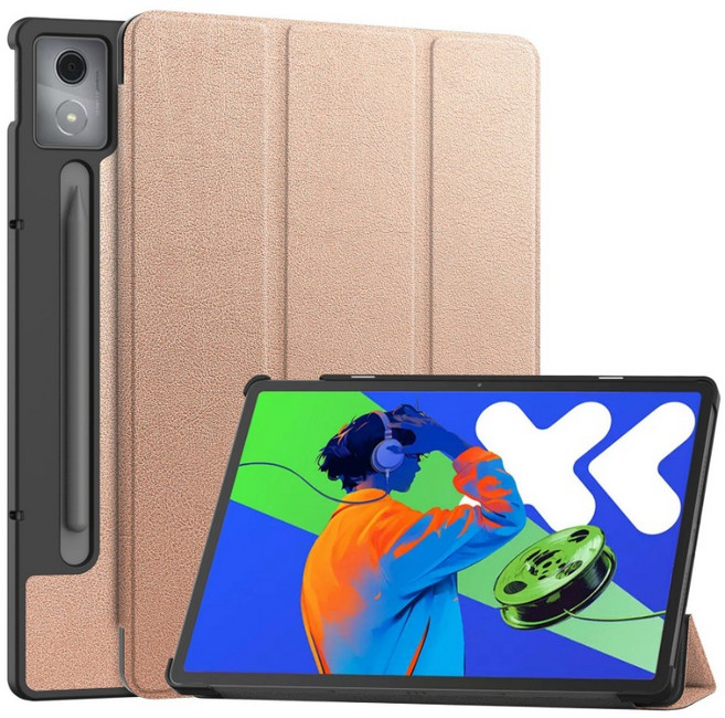Smart For Lenovo Idea Tab Pro Case TB373FU Trifold Hard Cover For Xiaoxin Pad Pro 2025 12.7 TB375FC, Rose Gold, Idea Tab Pro 12.7