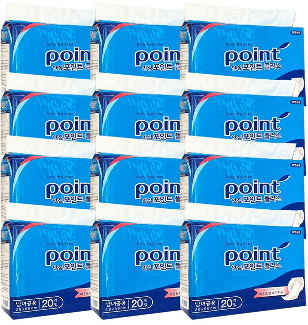 안심 포인트 성인용 속기저귀 라운드형 240장 공식판매처 최근제조, 12개, 20개입