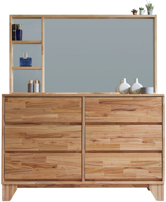 노블 참죽나무 원목서랍장 신혼 침실 안방 아이방 3단 5단서랍장, 참죽, 노블 1200 3단 와이드서랍장+1200거울