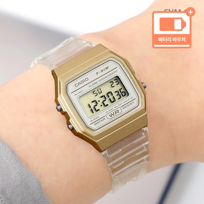 카시오 경량 슬림 클리어 투명 골드 메탈릭 케이스 캐쥬얼 공용 우레탄시계