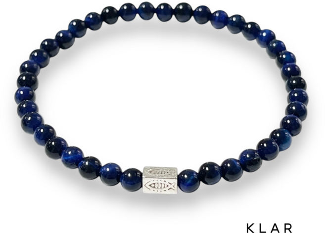 클라(KLAR) 블루 호안석 실버(92.5) 사각 물고기 팔찌 (4미리)