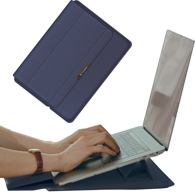 이코노미쿠스 거치대겸용 손목보호 노트북 파우치 가방 케이스, 네이비, 1개