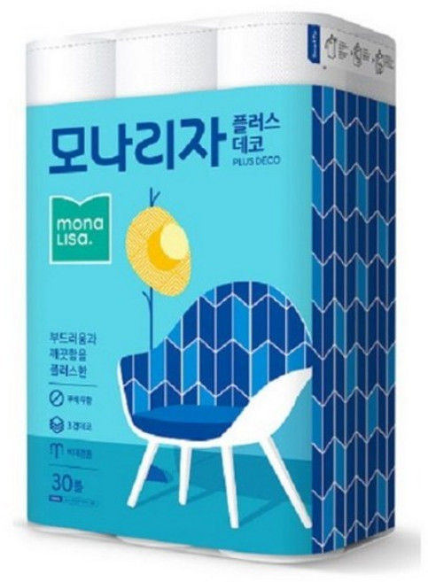 모나리자 플러스 데코 화장지 27m, 30롤, 15팩