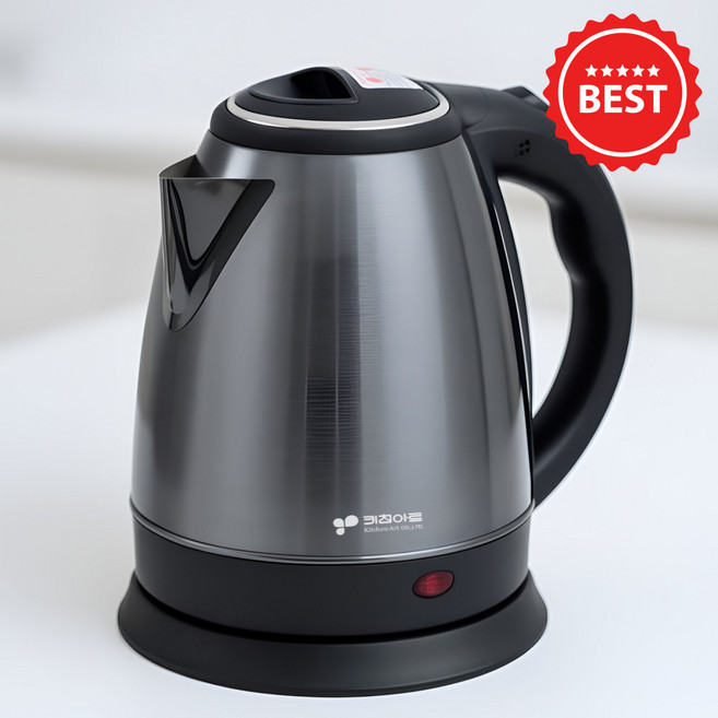 <주방가전 초특가>키친아트 스텐 1.5L 티포트 무선 전기주전자/커피포트/진회색