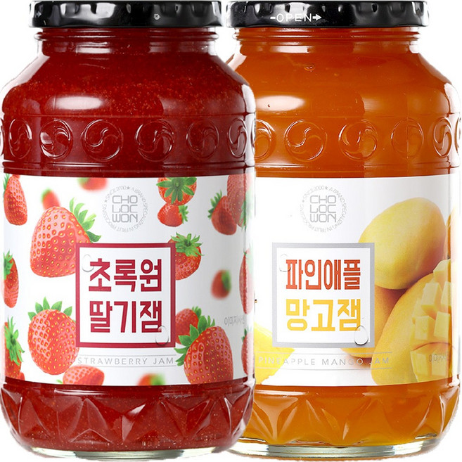 초록원 파인애플 망고잼 (쨈 토스트 시럽), 1kg, 2개