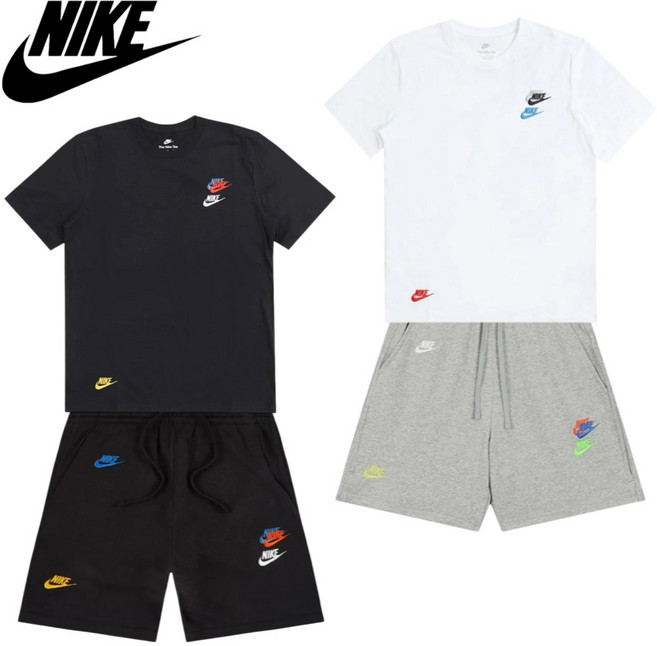 [매장발송] 나이키 남여공용 반팔티 + 반바지 세트 트레이닝복 츄리닝 티셔츠 러닝 헬스 축구 족구