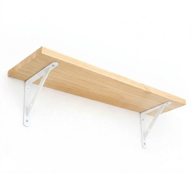 미송집성 원목선반 장선 벽선반대 목재 세트, 1단, 화이트