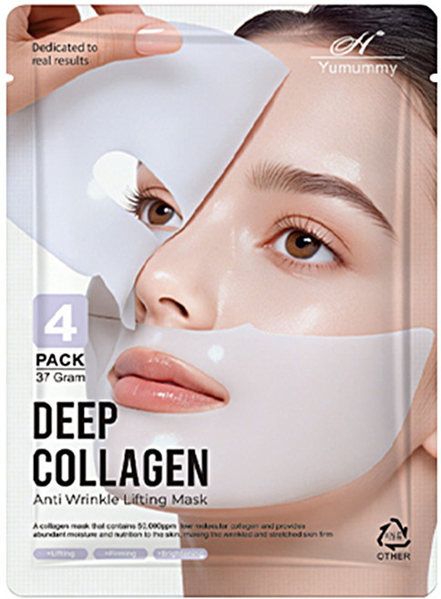 저분자 콜라겐 마스크 시트 초고농축 콜라겐 마스크팩 탄력 주름개선 리프팅 미백 수분 광채 젤 마스크팩, 37g, 1개, 4개입