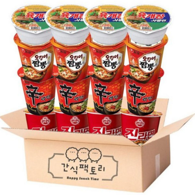 [간식팩토리] 신라면4+진라면4+오짬4+육개장4 소컵라면 16개, 1개