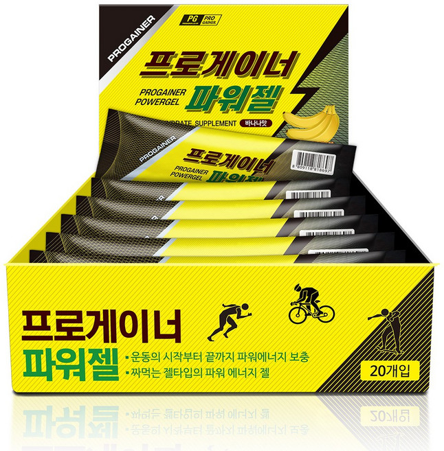 프로게이너 파워젤 바나나맛 스포츠 에너지젤, 40g, 20개