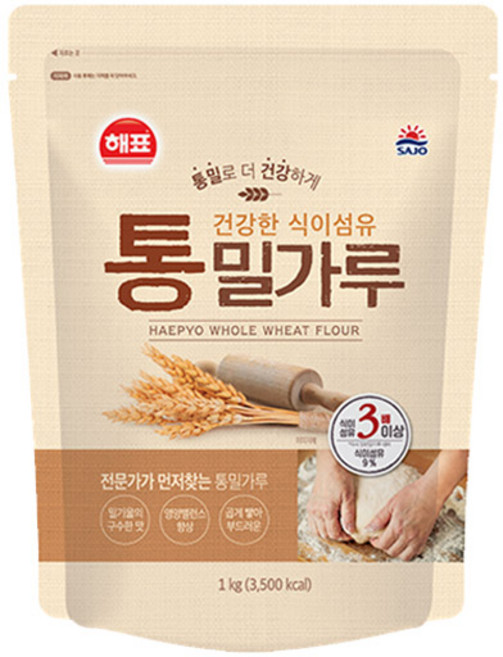 해표 통밀가루, 1kg, 3개