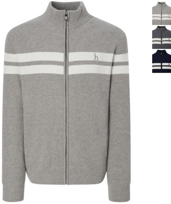 헤지스 맨 짜임 울 혼방 집업 니트 95~115 size 남성 의류 하이넥 가디건