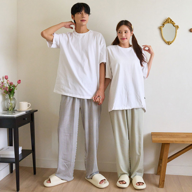 글램공감 위켄드 바지 남녀공용 커플 스트라이프 홈웨어 파자마 5colors