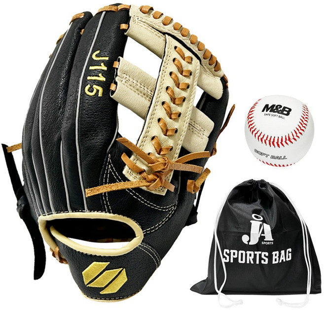 썬버드 천연가죽 돈피 야구글러브 세트, 1세트, 우투(왼손착용)