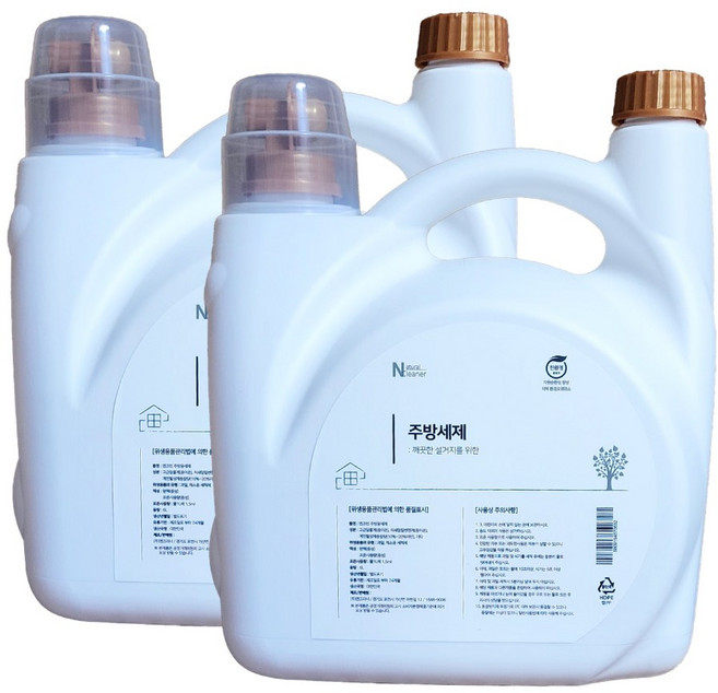 엔크리너 친환경 주방세제 1+1 야채과일세척 고농축 밸브형, 2개, 6L