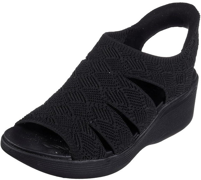 Skechers 여성용 Pier-lite-Memory Maker 웨지 샌들 블랙/블랙 7