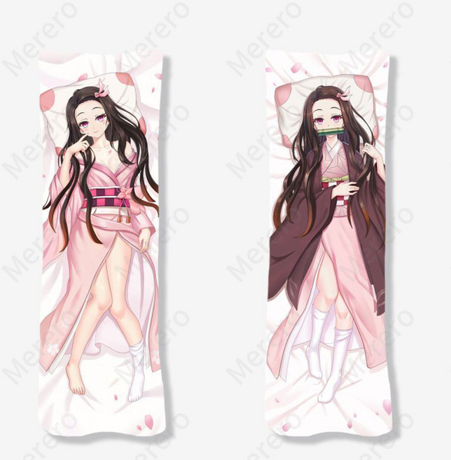 다키마쿠라 일본 애니 귀멸의 칼날 롱 쿠션 네즈코 캐릭터, 고탄성 베개 코어 + 베개 커버, F. 네즈코6