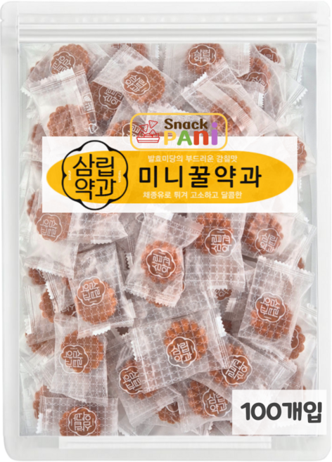 삼립 한과 미니꿀약과(개별포장) 선물세트 한국전통과자 맛있는약과, 7.5g, 100개