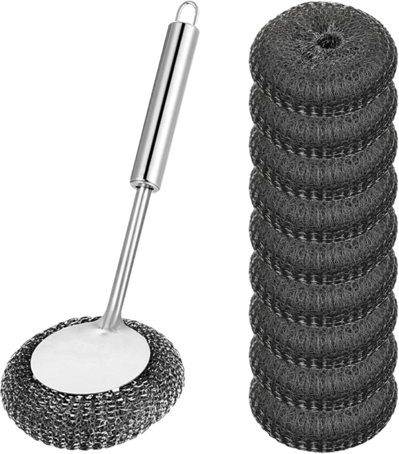 다목적 주방 업소용 스텐 손잡이 포함 철수세미, 1세트, 10개