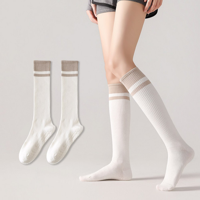 코튼위스퍼 여성용 논슬립 필라테스 요가 헬스 스포츠 종아리양말 2종세트