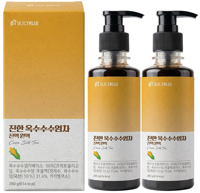 빌트루 진한 옥수수수염차 진액 원액 식약처인증 액기스 HACCP 국산 액상, 2개, 290g