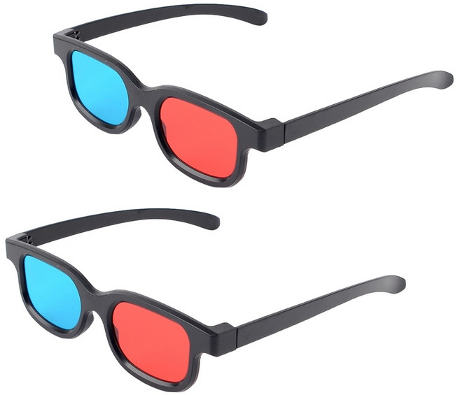 쓰리디 플라스틱 입체안경 적청색 3D 안경모양 2개