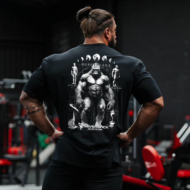 SILVERBACK 고릴라 DISCIPLINE 후면로고 빅오버핏 순면 데일리 헬스 반팔