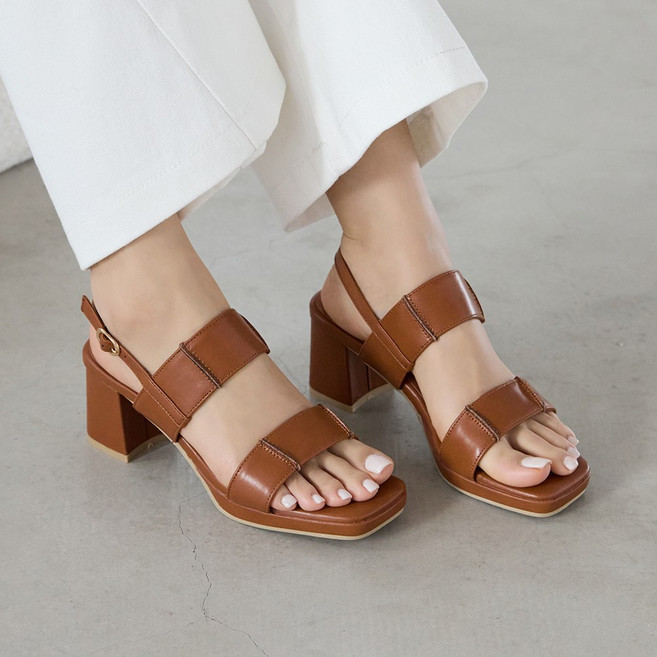 제이슈 소가죽 다틴 스퀘어토 가보시 슬링백 샌들 7cm