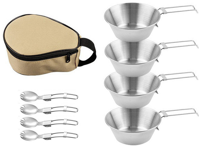 300ML시에라컵+수납 케이스캠핑 식기 9종 세트 캠핑용식기 4인 코펠세트, 9종 식기 세트, 1개