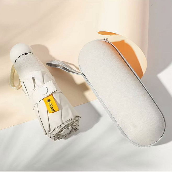 휴대용 초경량 5단 접이식 양산 우산 겸용 자외선 차단 + 파우치포함