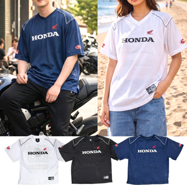 혼다 HONDA 모터사이클 파이핑 메쉬 반팔 티셔츠 기능성 반팔티, L