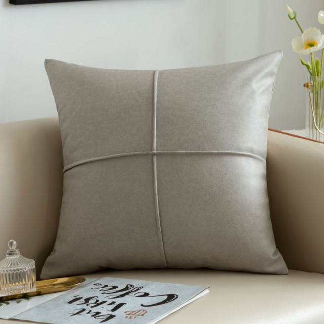 서플라이랩 북유럽 비건레더 가죽 쇼파쿠션 국산솜 포함, 옵션5. 라이트그레이