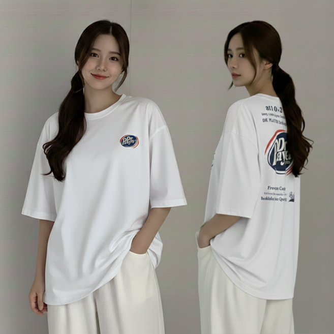 데일로엔 여성 여름 프린팅 포인트 루즈핏 반팔 이너 티셔츠