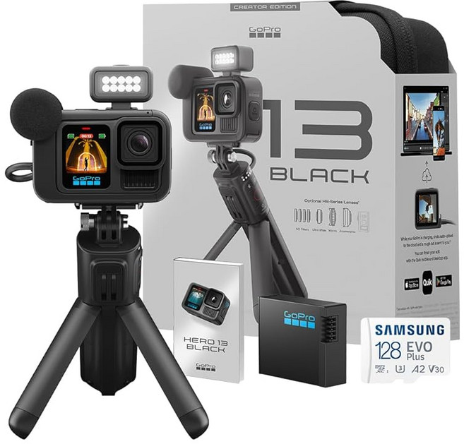 GoPro GoPro HERO13 Black + SD + 5.3K 60fps 공식 스토어 한정 크리에이터 에디션 인정, 1개