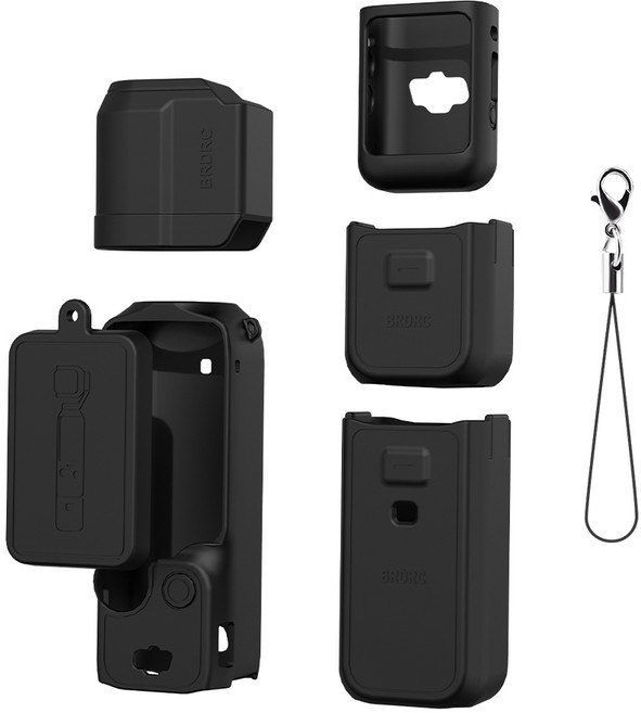 [BRDRC] DJI 오즈모 포켓3 전용 실리콘 케이스 / Osmo Pocket 3 액션캠 충격 방지 보호 악세사리, 1세트, 블랙 콤보세트